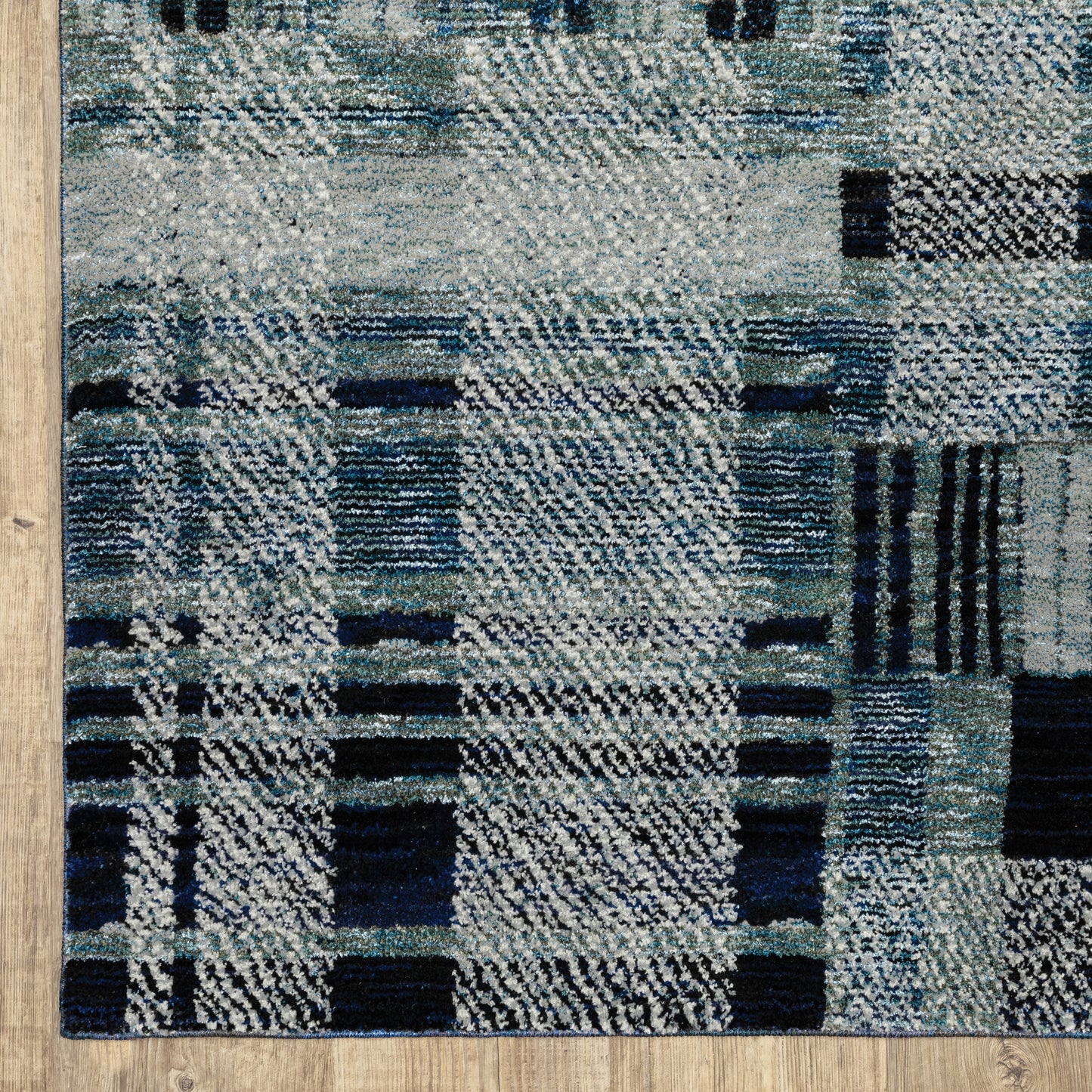 Atlas Geometric Blue/ Blue Cut Pile Rug