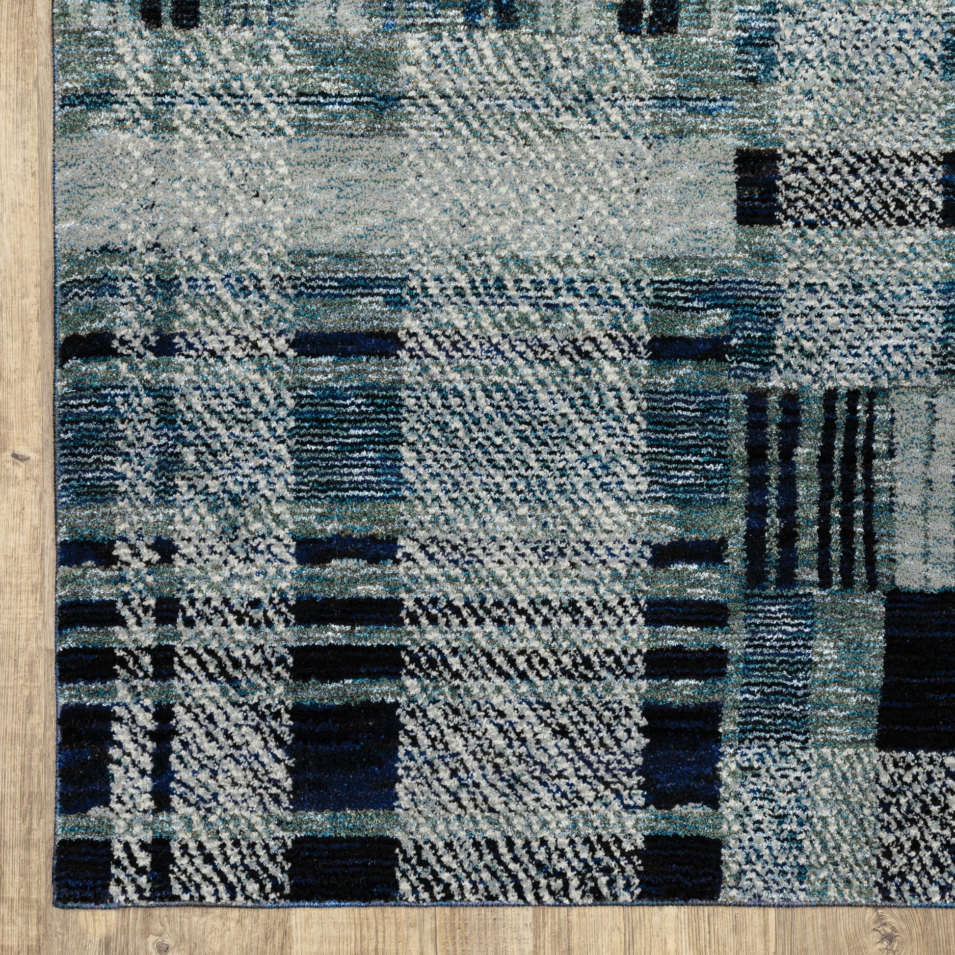 Atlas Geometric Blue/ Blue Cut Pile Rug