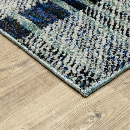Atlas Geometric Blue/ Blue Cut Pile Rug