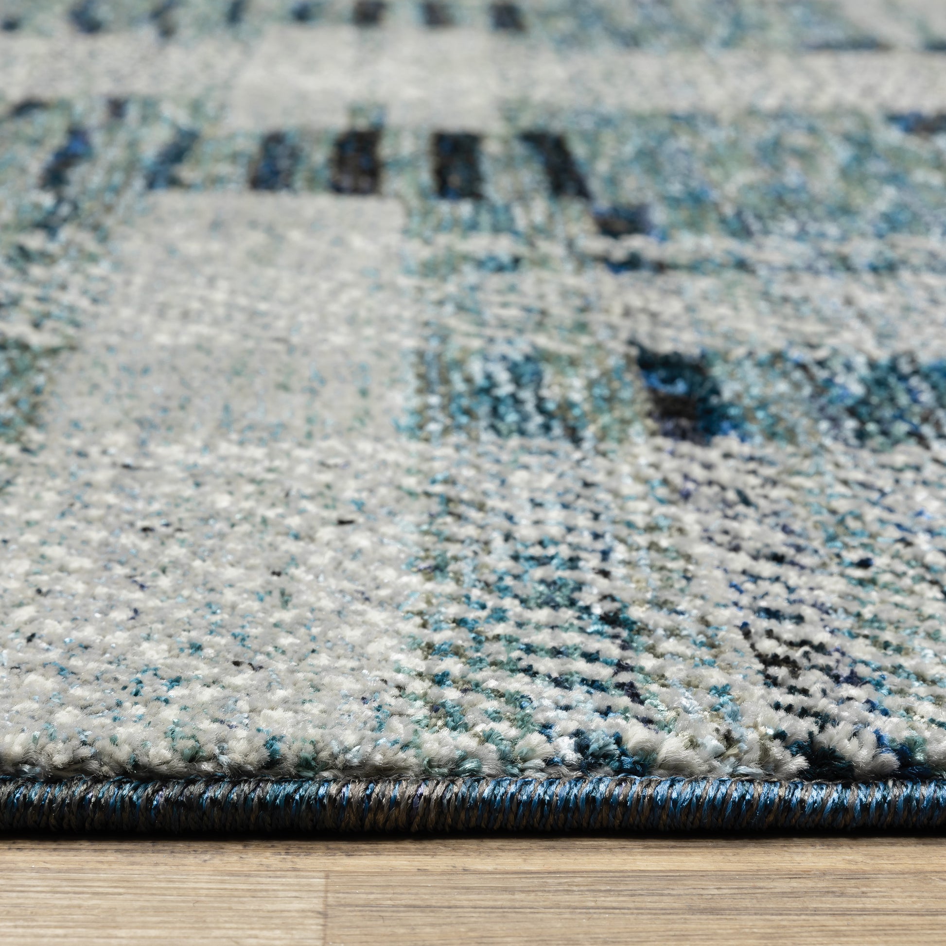 Atlas Geometric Blue/ Blue Cut Pile Rug