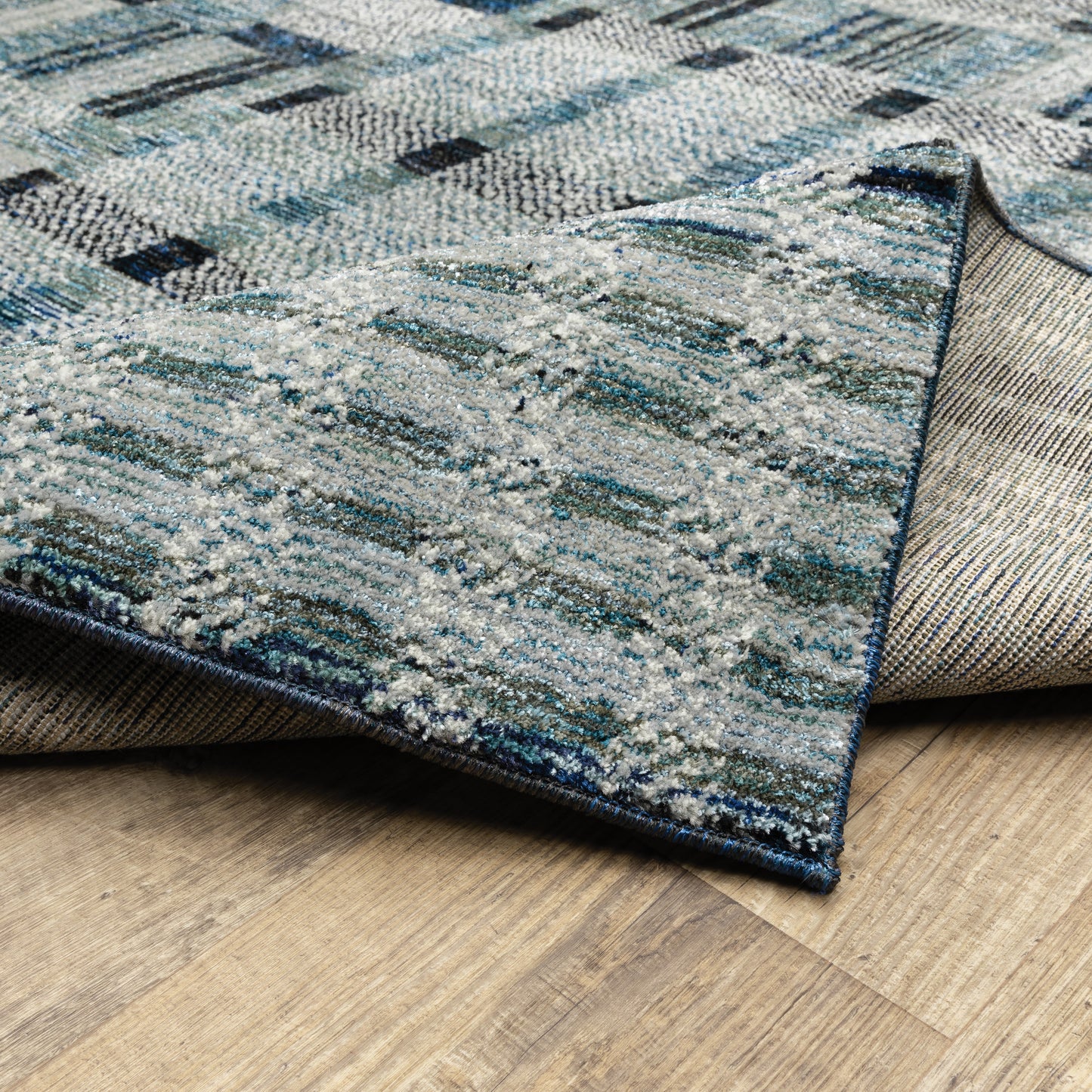Atlas Geometric Blue/ Blue Cut Pile Rug