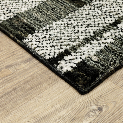 Atlas Geometric Black/ Grey Cut Pile Rug