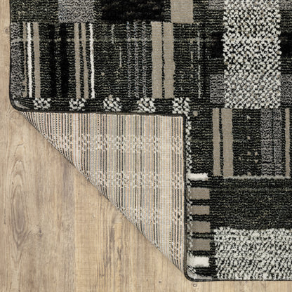 Atlas Geometric Black/ Grey Cut Pile Rug
