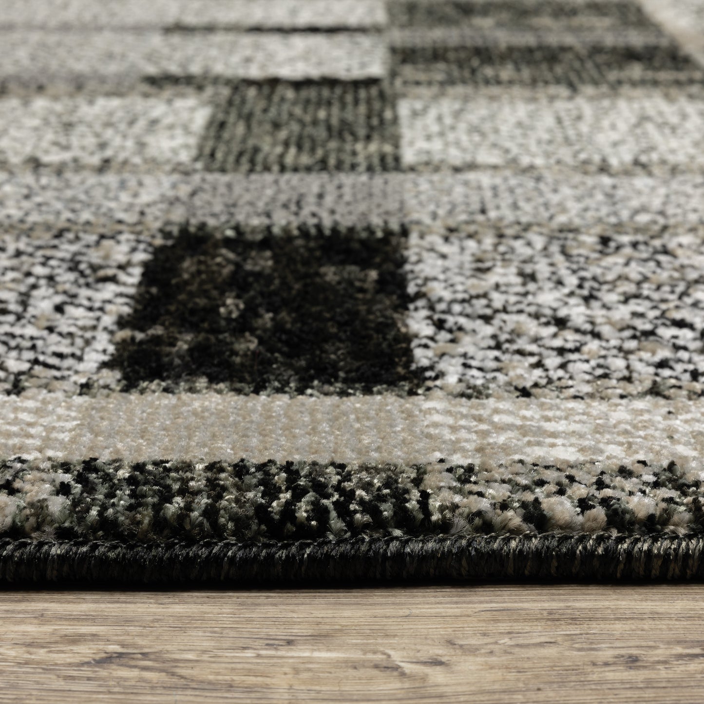 Atlas Geometric Black/ Grey Cut Pile Rug