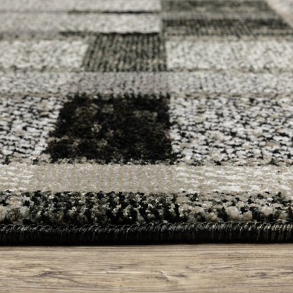 Atlas Geometric Black/ Grey Cut Pile Rug