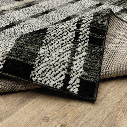 Atlas Geometric Black/ Grey Cut Pile Rug