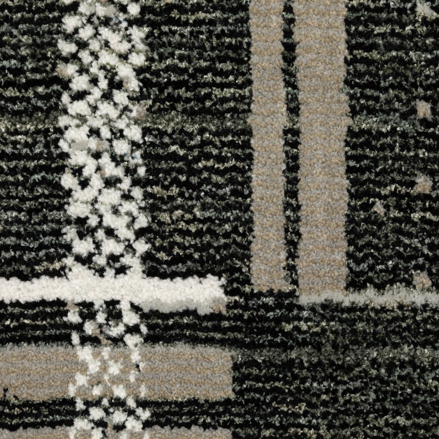 Atlas Geometric Black/ Grey Cut Pile Rug