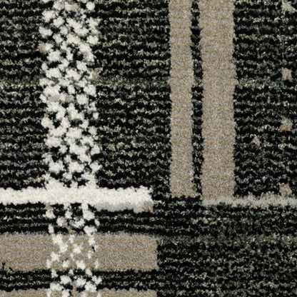 Atlas Geometric Black/ Grey Cut Pile Rug