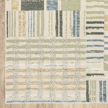 Atlas Geometric Blue/ Green Cut Pile Rug