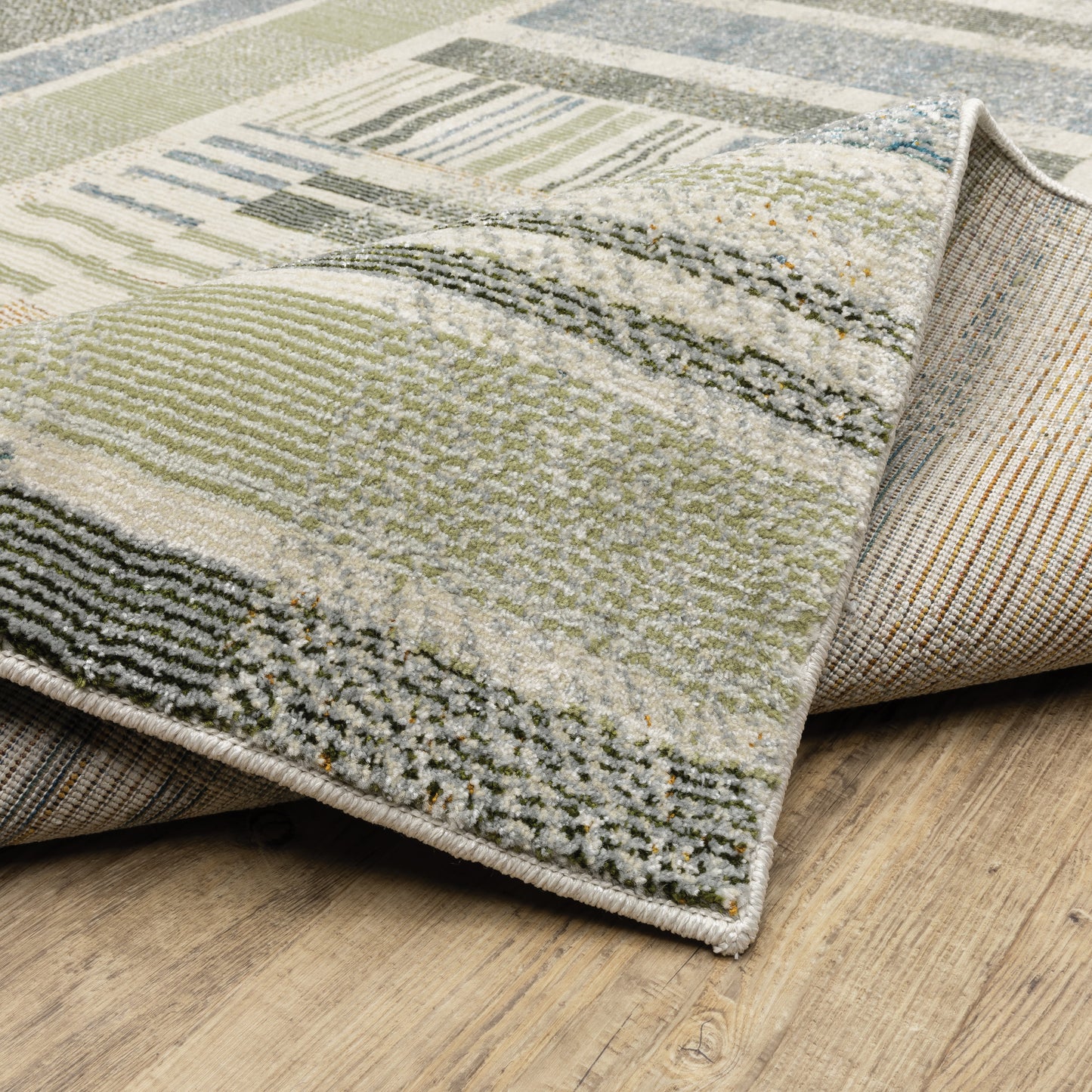 Atlas Geometric Blue/ Green Cut Pile Rug