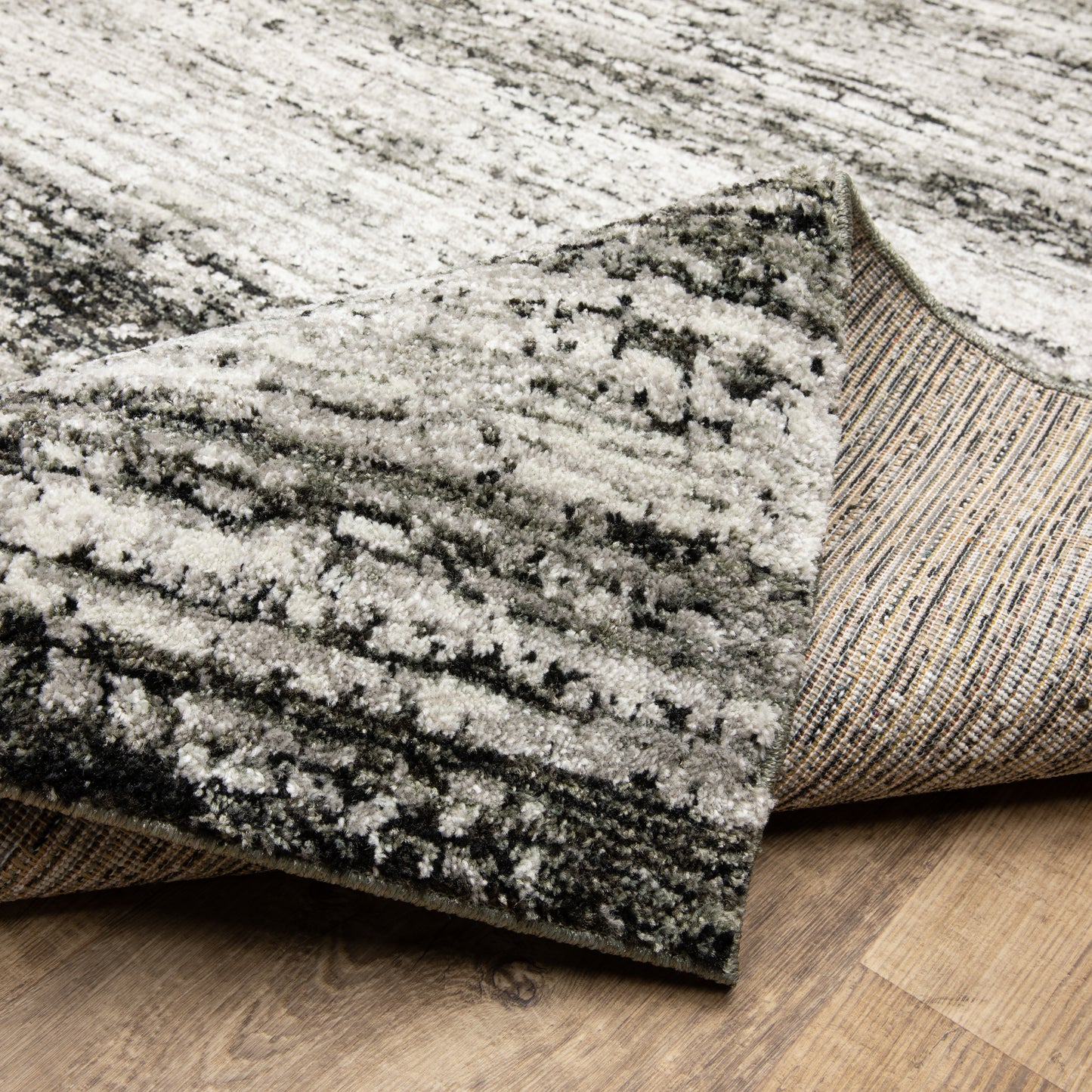 Atlas Abstract Ash/ Charcoal Cut Pile Rug