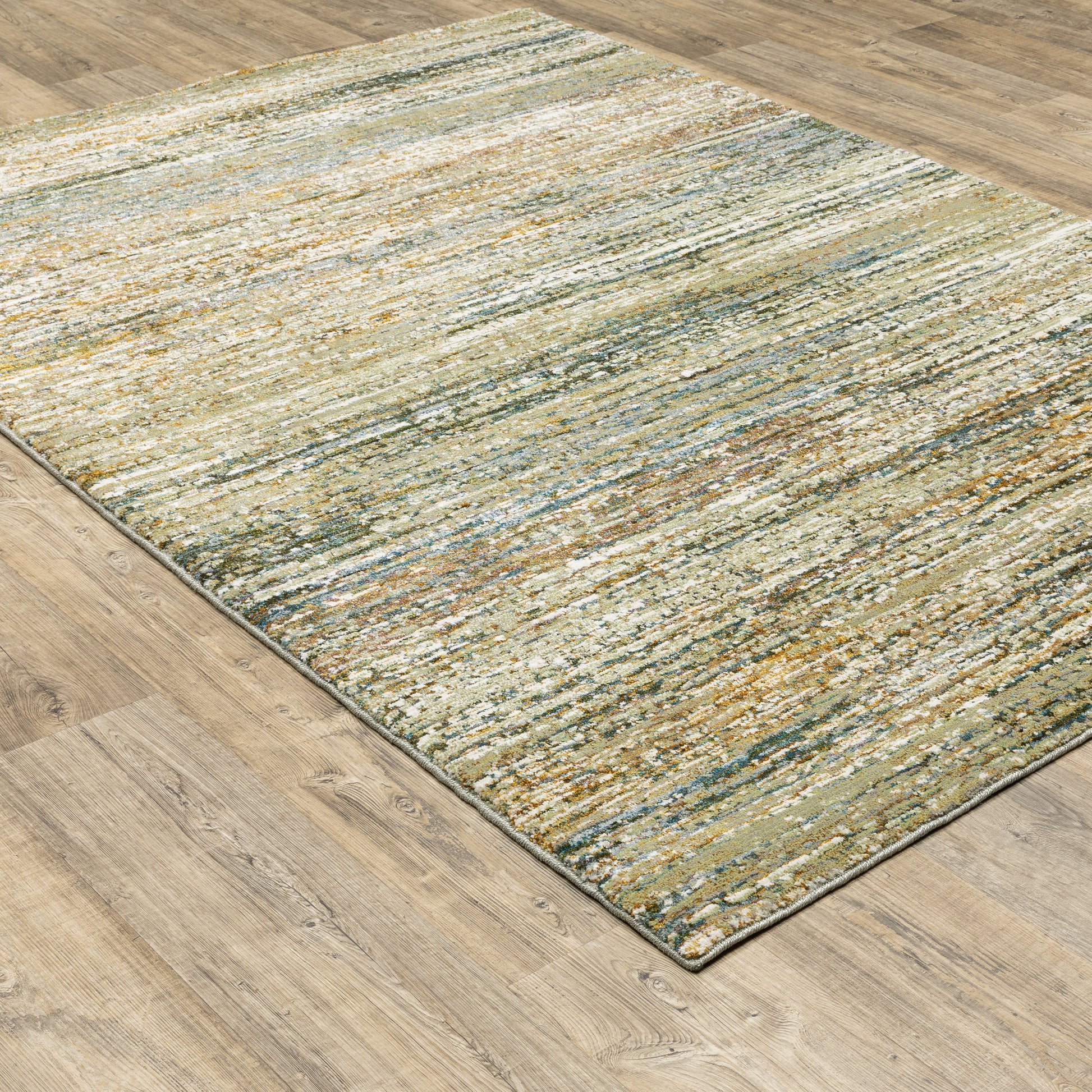 Atlas Abstract Gold/ Green Cut Pile Rug
