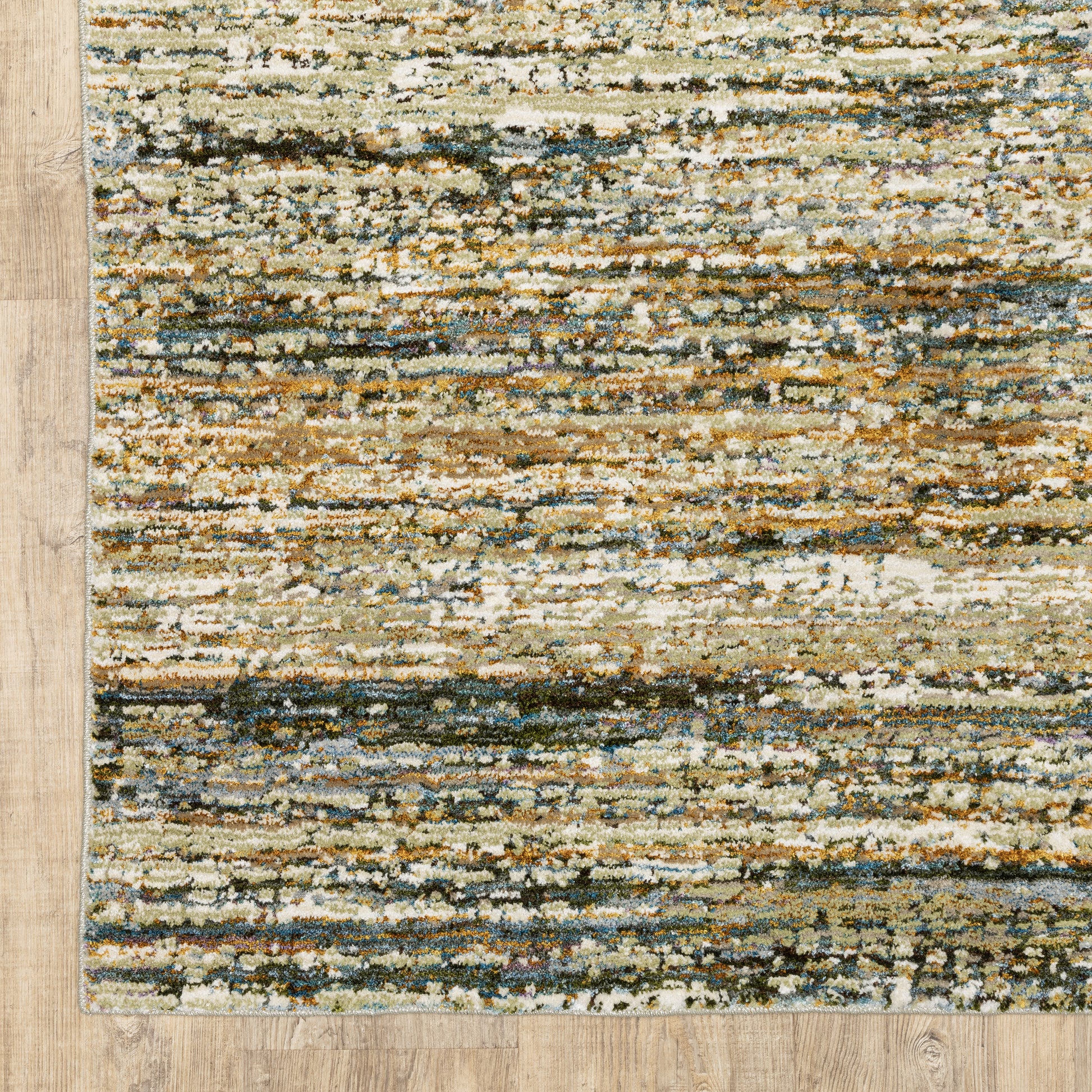 Atlas Abstract Gold/ Green Cut Pile Rug