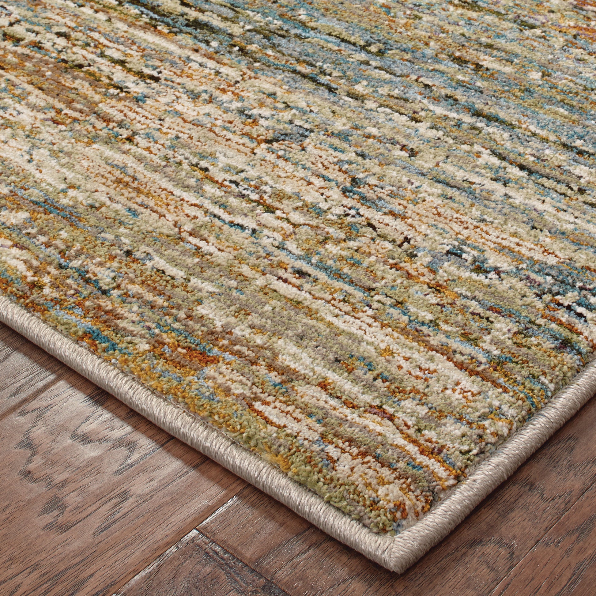 Atlas Abstract Gold/ Green Cut Pile Rug