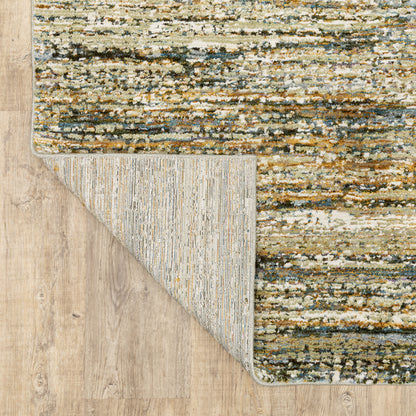 Atlas Abstract Gold/ Green Cut Pile Rug