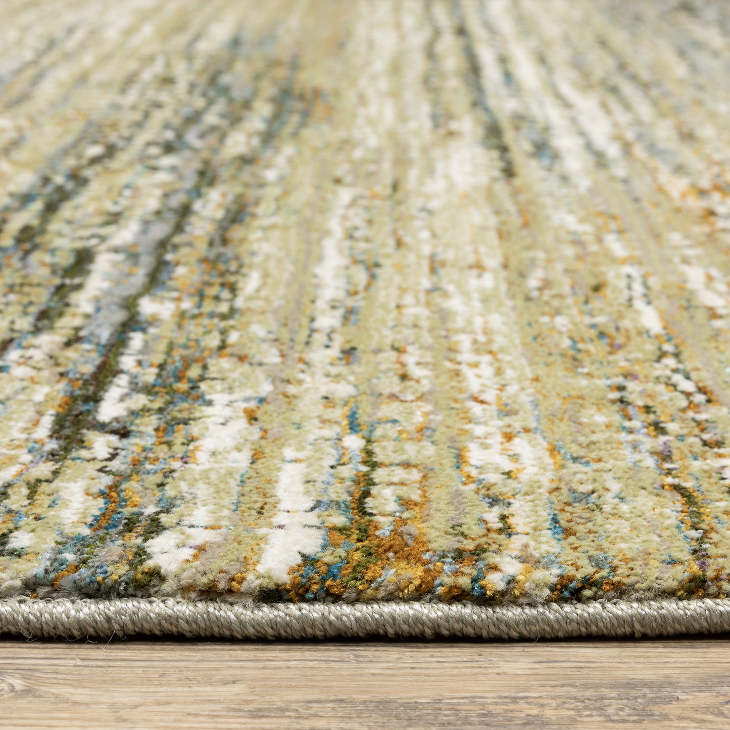 Atlas Abstract Gold/ Green Cut Pile Rug