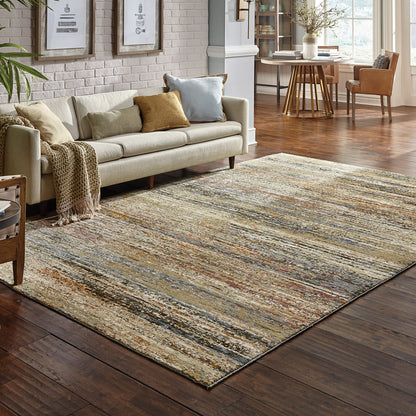 Atlas Abstract Gold/ Green Cut Pile Rug