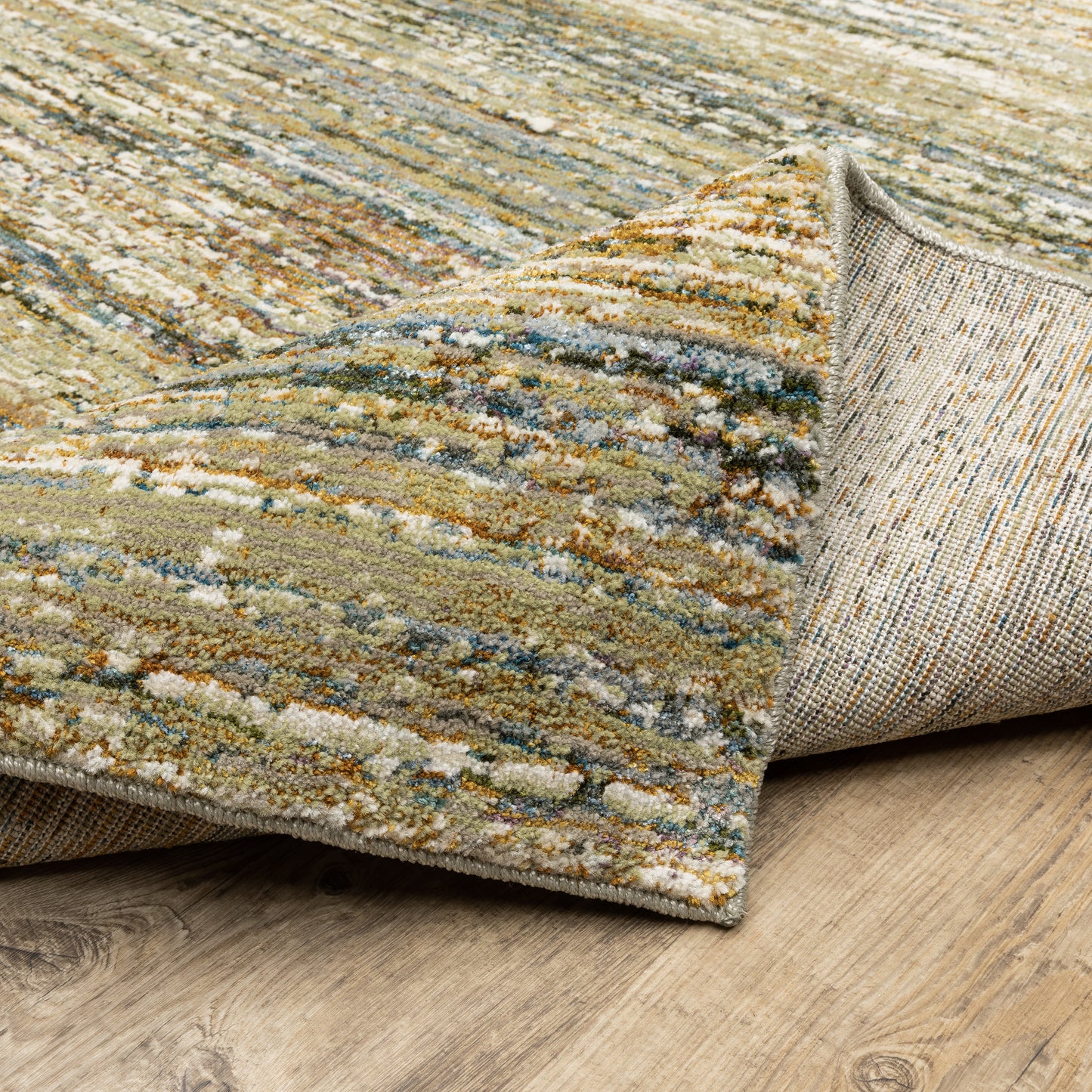 Atlas Abstract Gold/ Green Cut Pile Rug