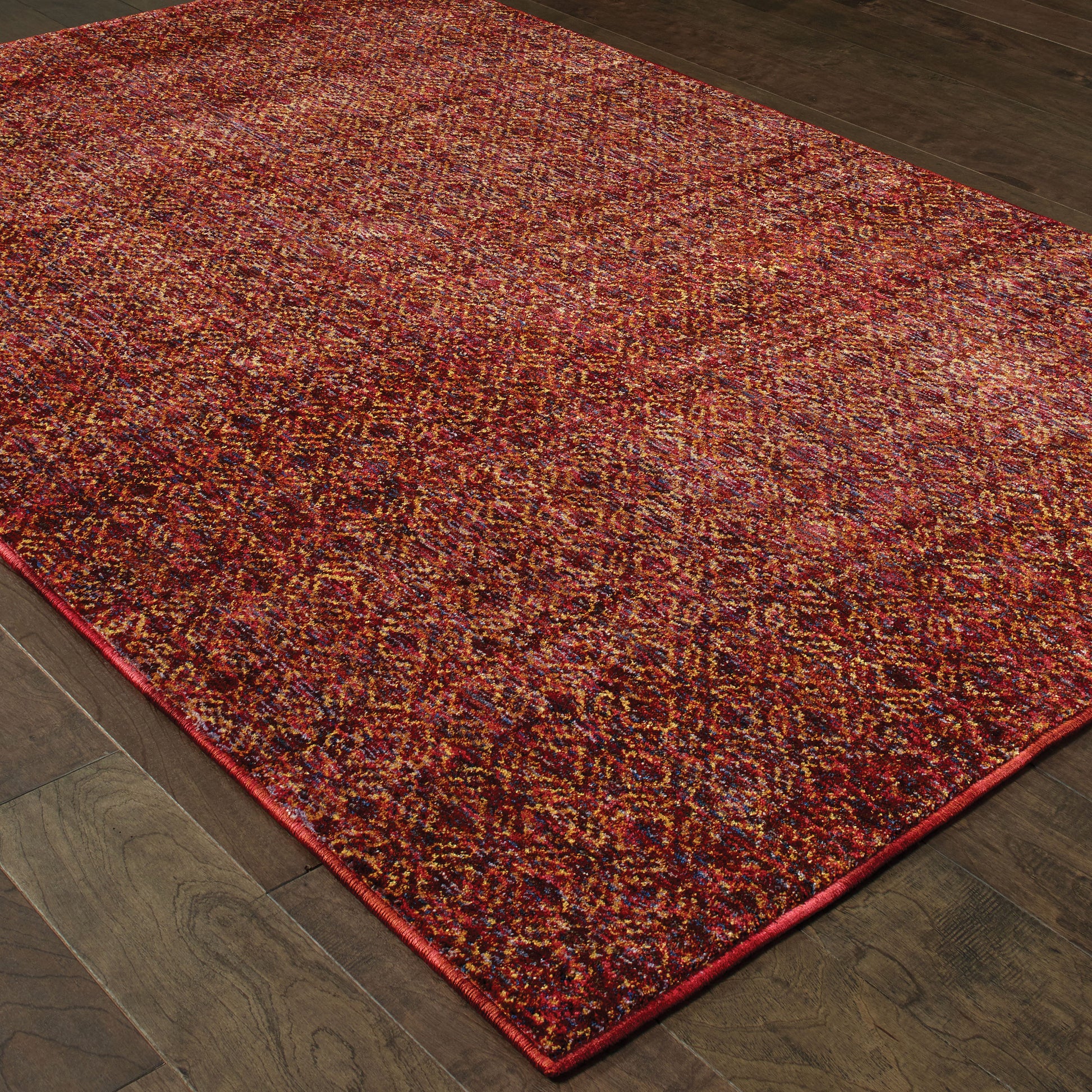 Atlas Distressed Red/ Rust Geometric Cut Pile Rug