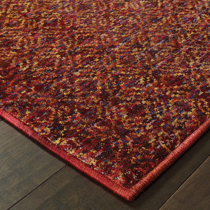 Atlas Distressed Red/ Rust Geometric Cut Pile Rug