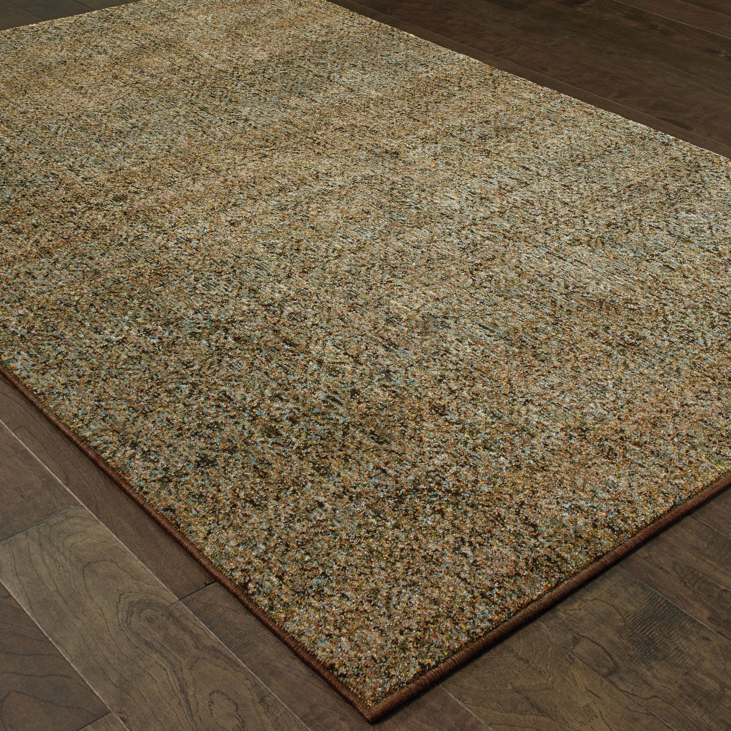 Atlas Distressed Green/ Gold Geometric Cut Pile Rug