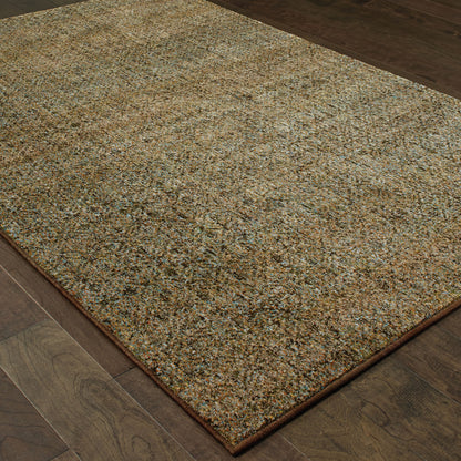 Atlas Distressed Green/ Gold Geometric Cut Pile Rug