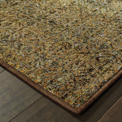 Atlas Distressed Green/ Gold Geometric Cut Pile Rug