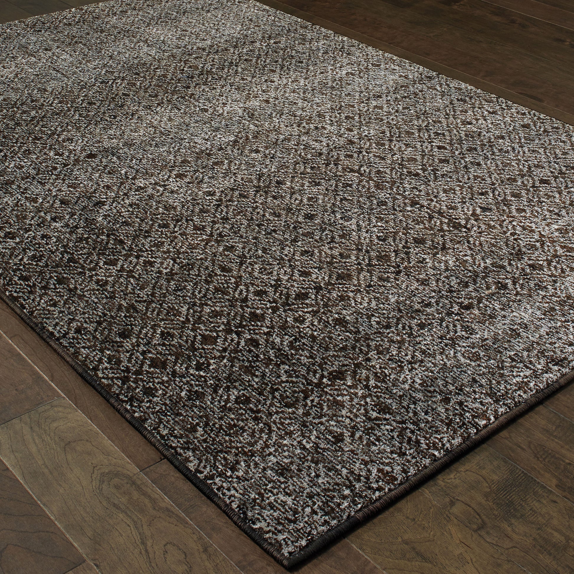 Atlas Distressed Black/ Grey Geometric Cut Pile Rug
