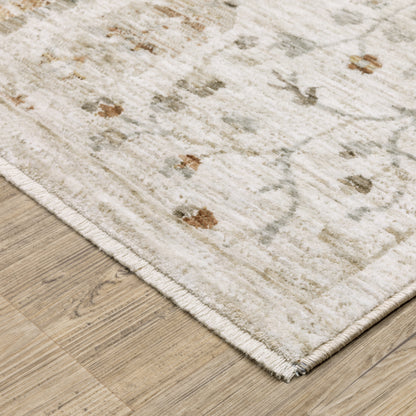 Avalon Distressed Ivory/ Beige Floral Cut Pile Rug