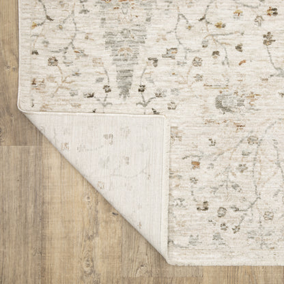 Avalon Distressed Ivory/ Beige Floral Cut Pile Rug