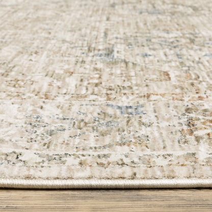Avalon Distressed Beige/ Blue Medallion Cut Pile Rug