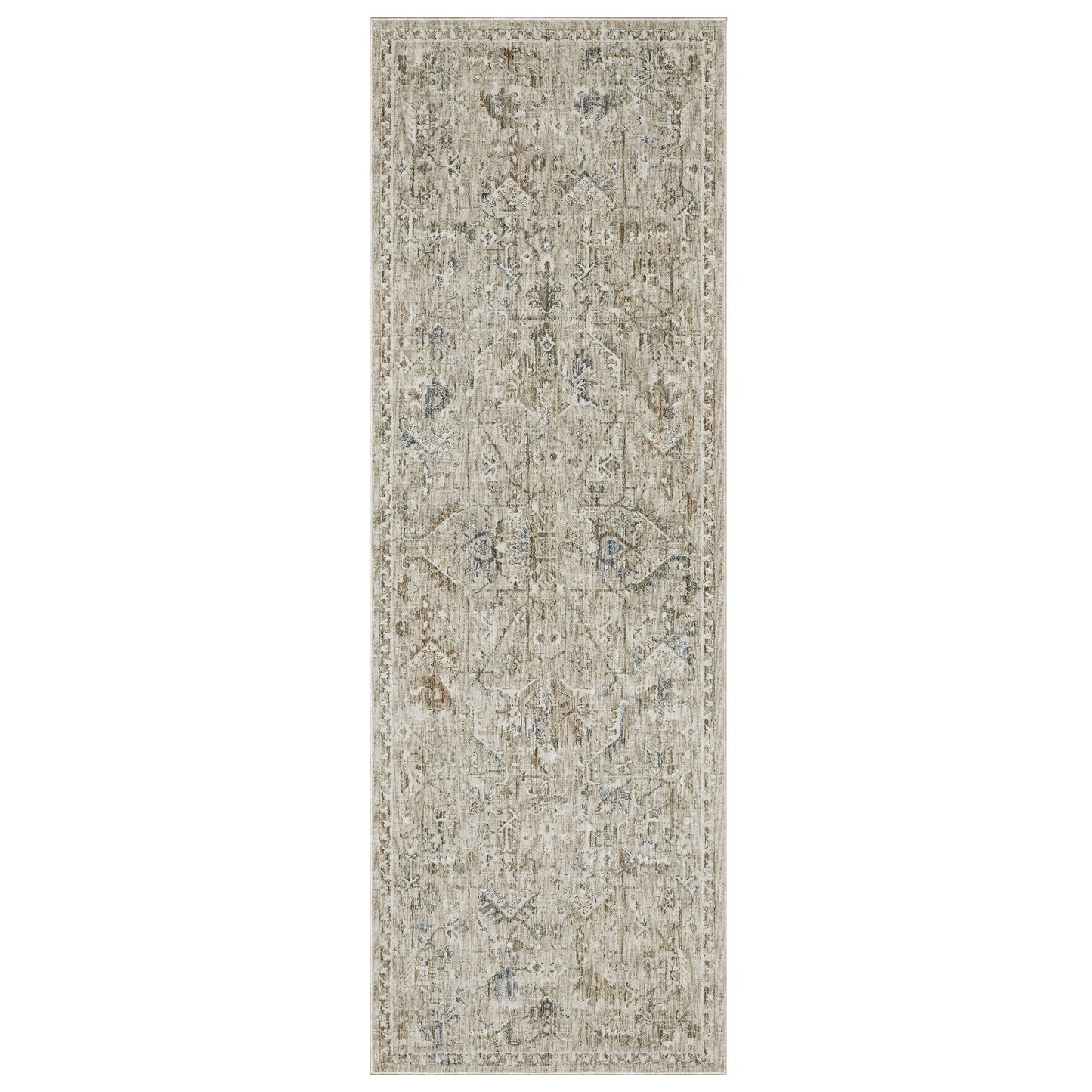 Avalon Ava02 Beige/ Blue Distressed Medallion Rug