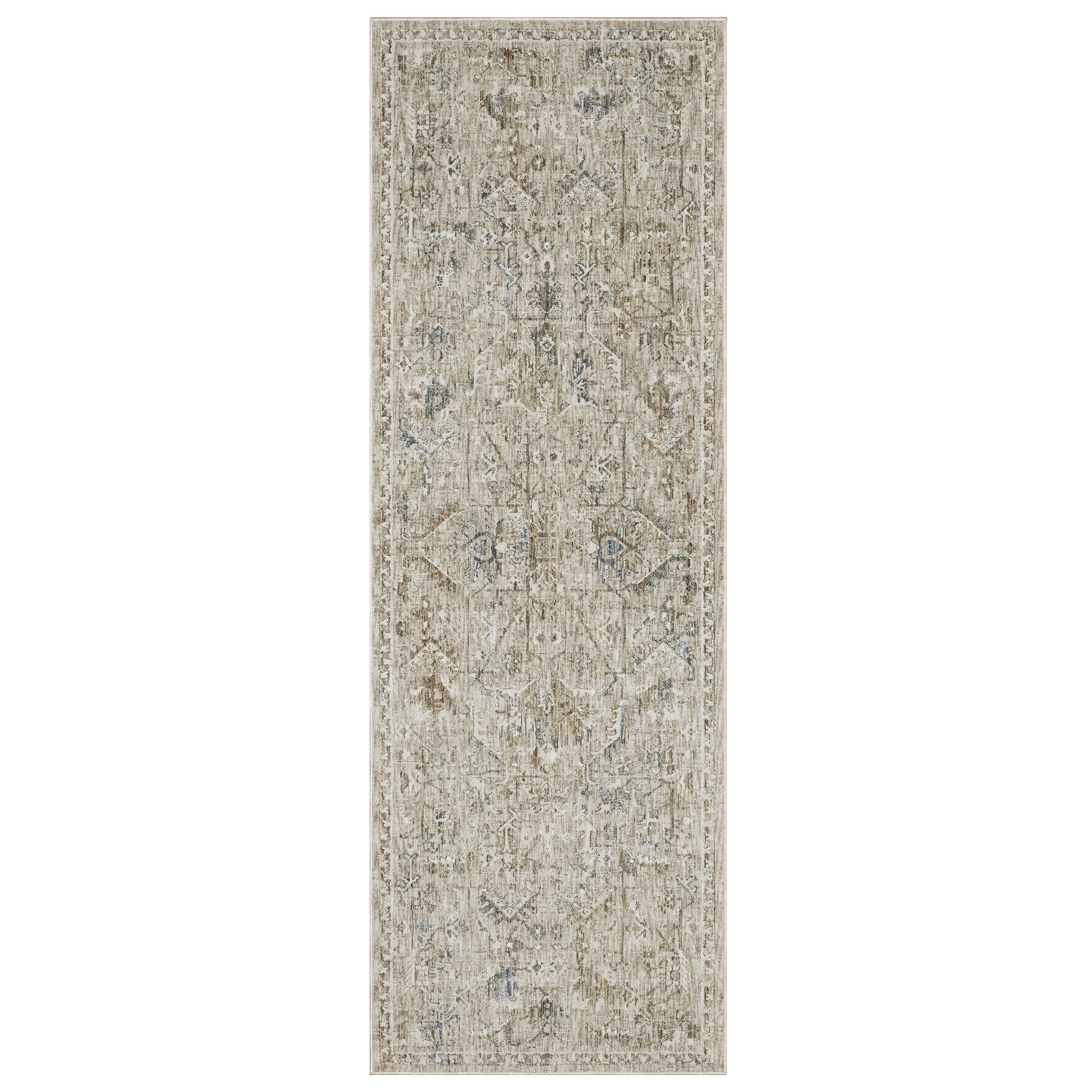 Avalon Ava02 Beige/ Blue Distressed Medallion Rug