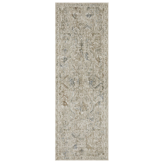 Avalon Ava02 Beige/ Blue Distressed Medallion Rug