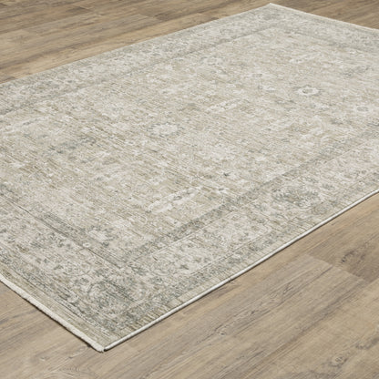 Avalon Distressed Beige/ Grey Floral Cut Pile Rug