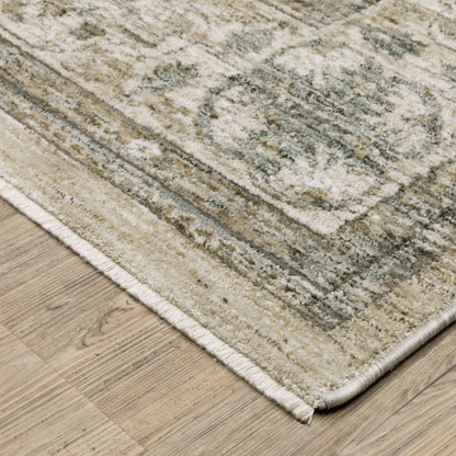 Avalon Distressed Beige/ Grey Floral Cut Pile Rug