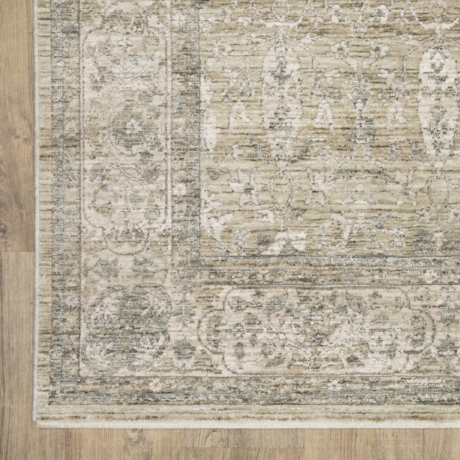 Avalon Distressed Beige/ Grey Floral Cut Pile Rug