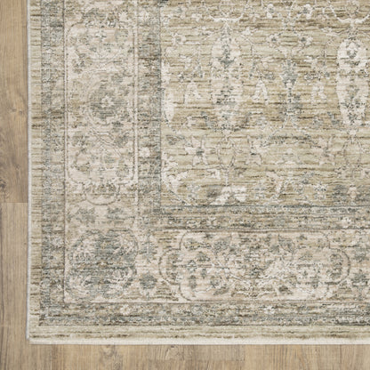 Avalon Distressed Beige/ Grey Floral Cut Pile Rug