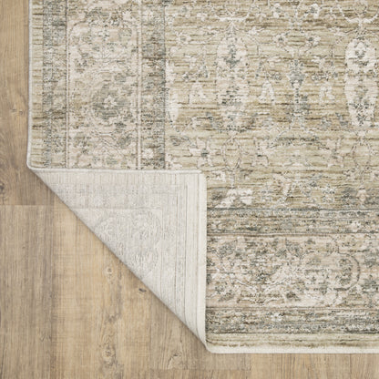 Avalon Distressed Beige/ Grey Floral Cut Pile Rug