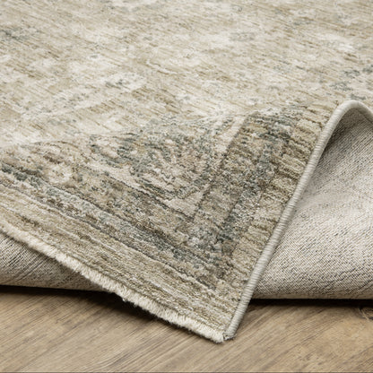 Avalon Distressed Beige/ Grey Floral Cut Pile Rug