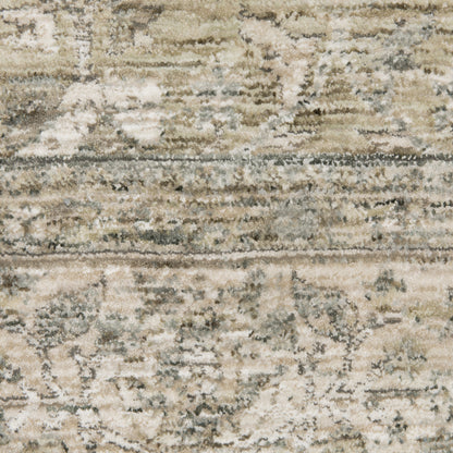 Avalon Distressed Beige/ Grey Floral Cut Pile Rug