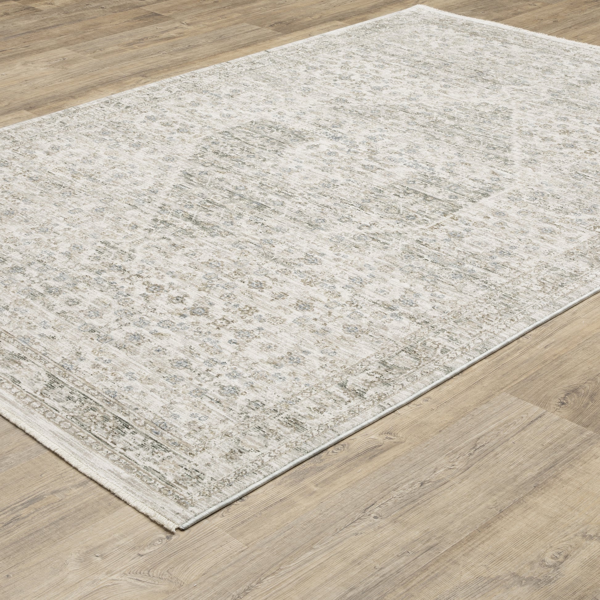 Avalon Medallion Grey/ Beige Distressed Cut Pile Rug