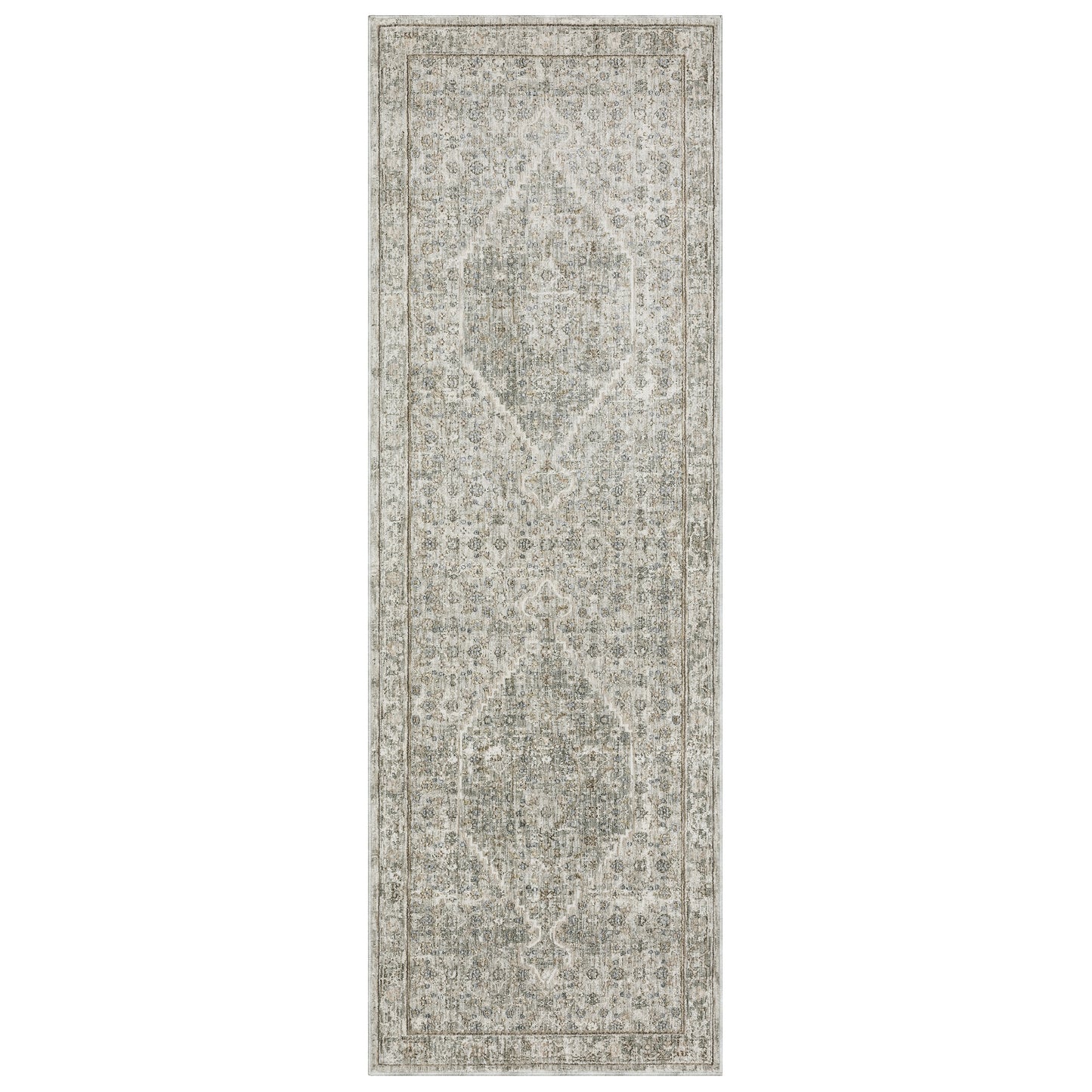 Avalon Ava04 Grey/ Beige Medallion Distressed Rug