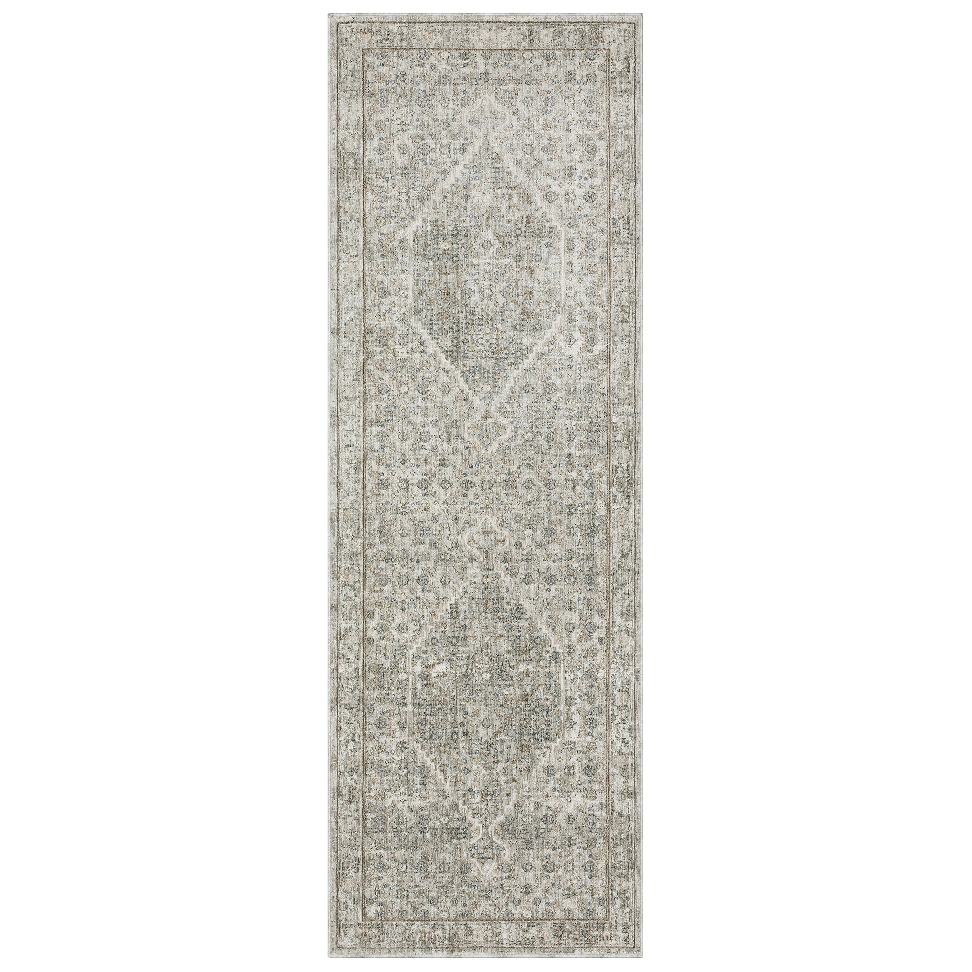 Avalon Ava04 Grey/ Beige Medallion Distressed Rug