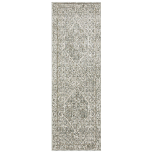 Avalon Ava04 Grey/ Beige Medallion Distressed Rug