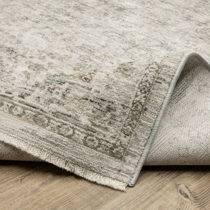 Avalon Medallion Grey/ Beige Distressed Cut Pile Rug