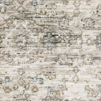 Avalon Medallion Grey/ Beige Distressed Cut Pile Rug
