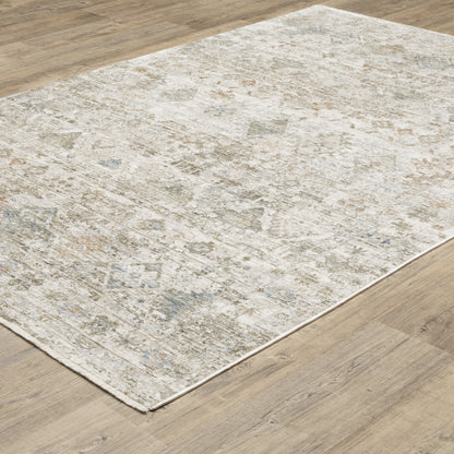 Avalon Distressed Beige/ Blue Floral Cut Pile Rug