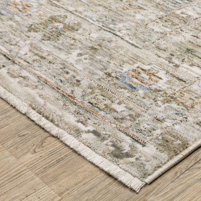 Avalon Distressed Beige/ Blue Floral Cut Pile Rug