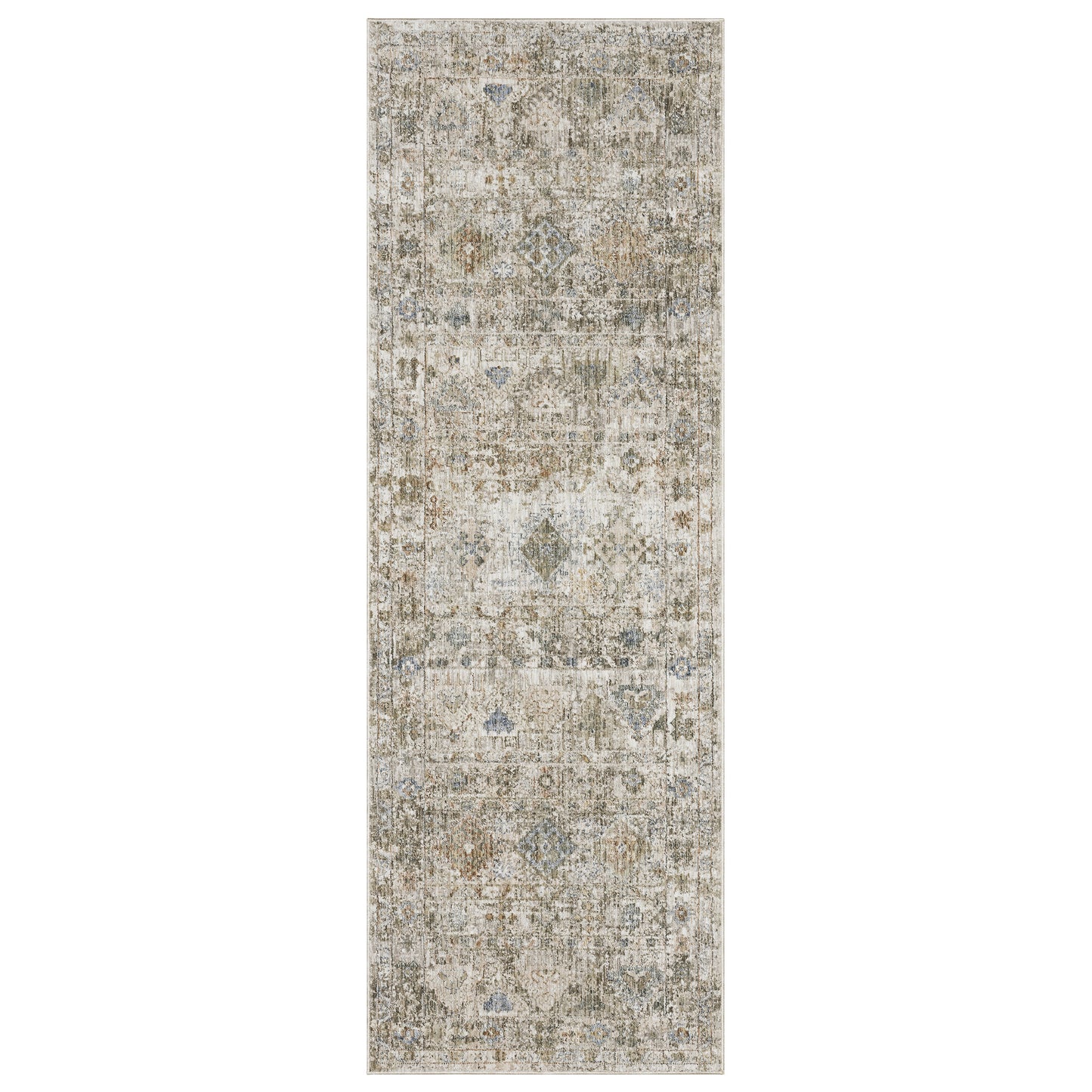 Avalon Ava05 Beige/ Blue Distressed Floral Rug